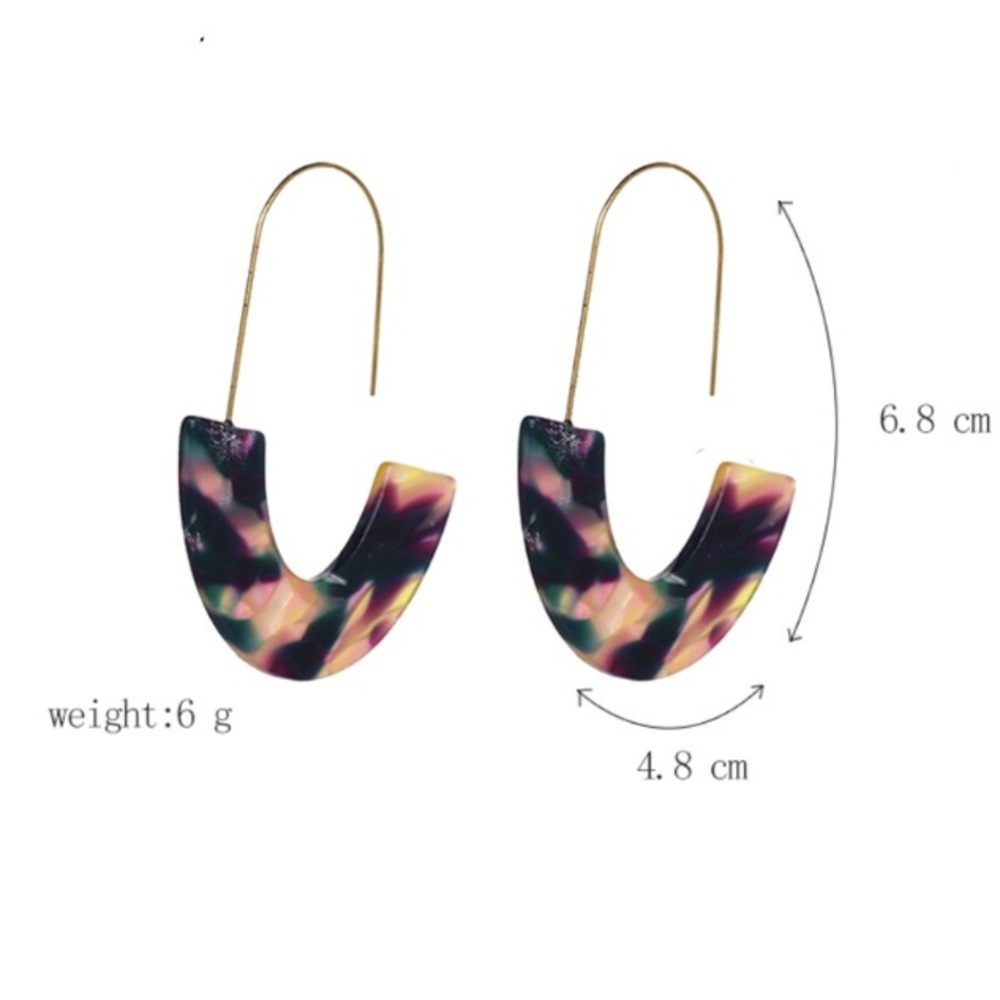 ✨ Boho Multi Color Resin Acrylic Drop Earrings - Picture 3 of 4